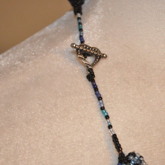 Blue Gradient Beaded Crochet Mid-Length Necklace - Picture 4 of 4